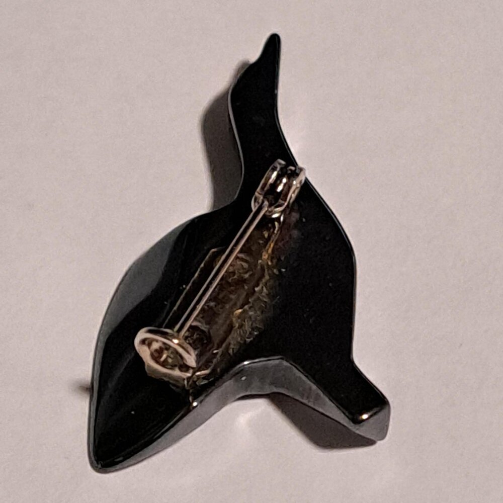 bird in flight brooch in shiny black / gun metal color - Picture 5 of 6